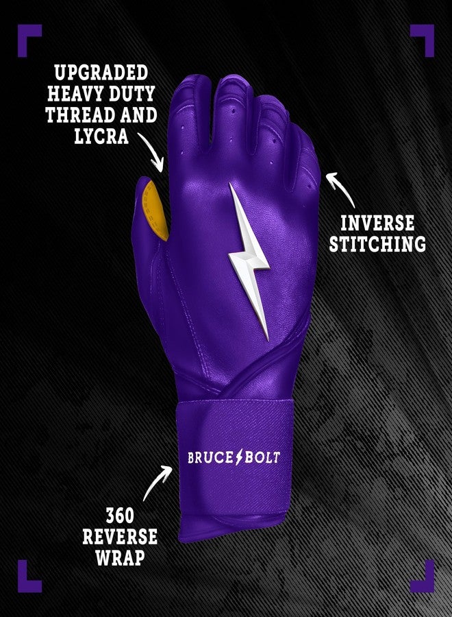 BRUCE BOLT Original Series Long Cuff Purple Batting Glove - Purple Large - Image 2